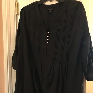 Black tunic with pearl buttons